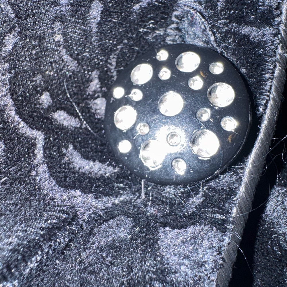 Another Thyme Black Velvet Puff Sleeve Blazer Jacket Rhinestone Whimsigoth 80s L - Picture 3 of 9
